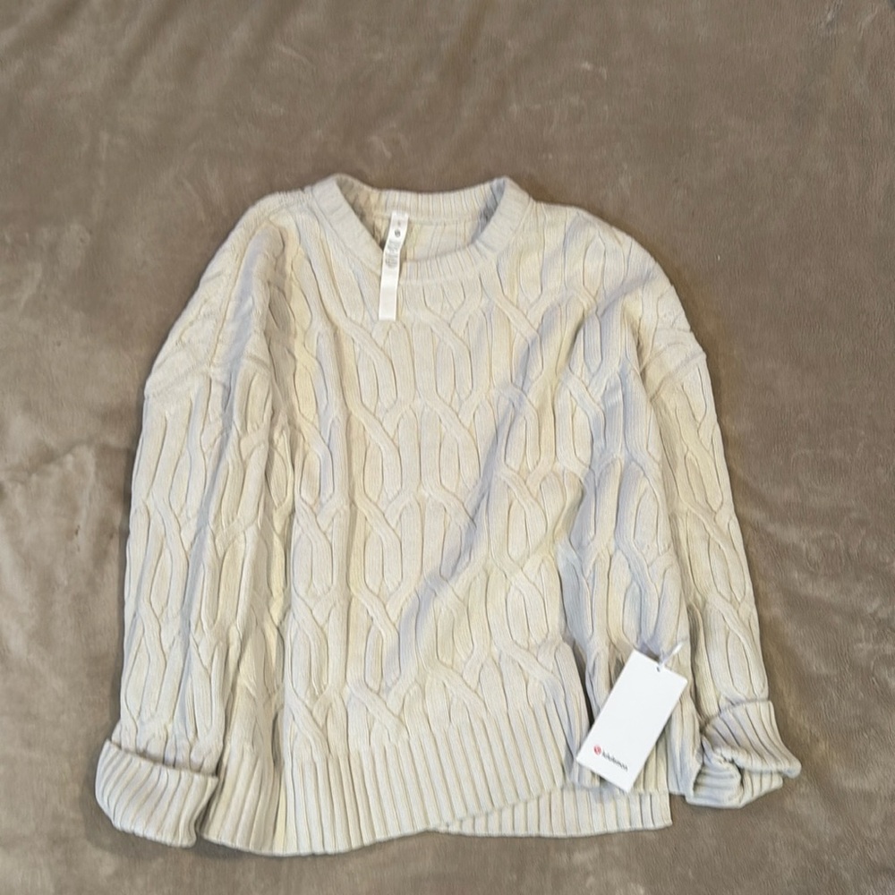 Lululemon on bone cable knit oversized sweater NWT size XL!